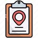 clipboard, location, map, direction, marker, document