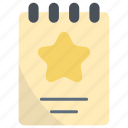 notepad, star, favorite, feedback, rating, like