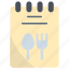 notepad, menu, food, spoon, fork, restaurant, notes 