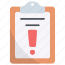 clipboard, document, warninng, report, important, file