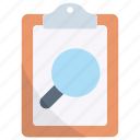 clipboard, search, document, find, magnifier, business, report