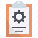 clipboard, document, setting, preferences, management, cogwheel