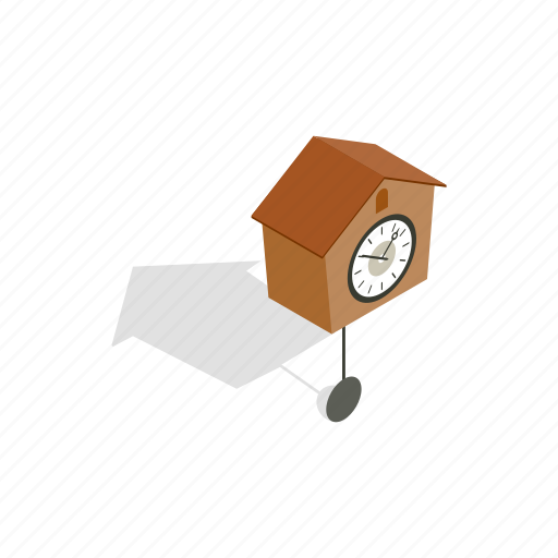 Clock, cuckoo, hour, isometric, pendulum, time icon - Download on Iconfinder