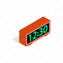 alarm, clock, digital, isometric, time, timer, watch