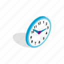 blue, clock, isometric, office, round, time, timer