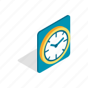 clock, hour, isometric, minute, time, wall, watch