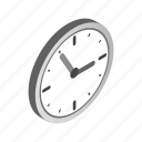 circle, clock, hour, isometric, minute, round, time