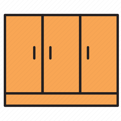 Wardrobe, three, door, clothes, cabinet, particle board icon - Download on Iconfinder