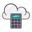 accounting, calculator, cloud, database, storage 