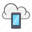 cloud, database, mobile, phone, server 
