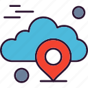cloud, computing, location, map