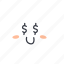 cloud, emoji, emoticon, money 