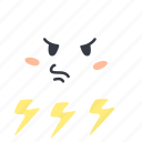 cloud, emoji, angry, thunder