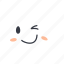 cloud, emoji, emoticon, wink 