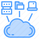 cloud, computing, connection, folder, laptop, server