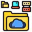 cloud, database, file, folder, laptop, storage 