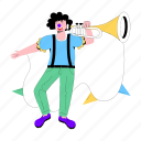 clown musician, clown trumpet, playing trumpet, musical trumpet, circus musician 