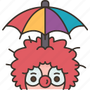 clown, umbrella, circus, sun, shade