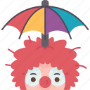 clown, umbrella, circus, sun, shade