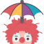clown, umbrella, circus, sun, shade 