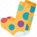lown, socks, colorful, striped, circus
