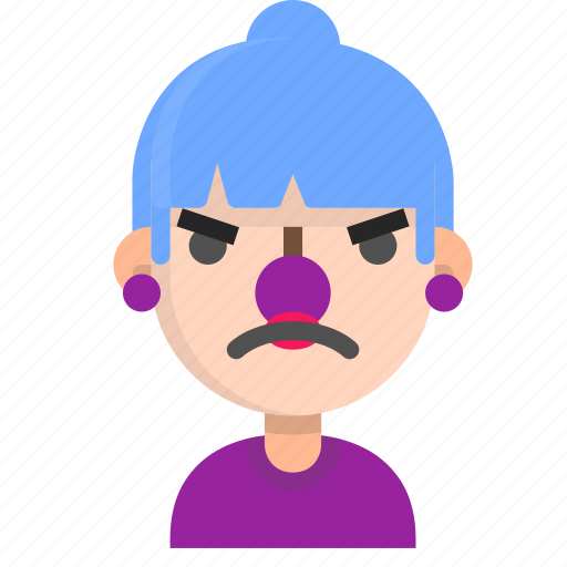 Angry, clown, emoji, female, halloween, horror, monster icon - Download on Iconfinder