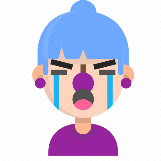Clown, crying, emoji, female, halloween, horror, monster icon - Download on Iconfinder