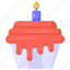 candle cupcake, birthday cupcake, sweet, dessert, editable 