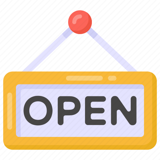 Shop board, hanging board, open board, open sign, open label icon - Download on Iconfinder