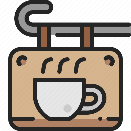 Signboard, cafe, coffee, shop, signage, hanging, sign icon - Download on Iconfinder