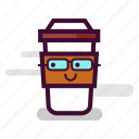 caffeine, cappuccino, coffee, cup, glasses, nerd, takeaway