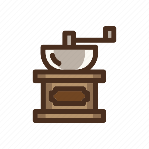 Beans, coffee, color, filled, fresh, grinder, handgrinder icon - Download on Iconfinder