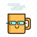 beverage, coffee, glasses, hot, mug, nerd, tea 