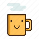 beverage, coffee, happy, hot, mug, smile, tea 