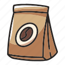 coffee, set, coffee bean, coffee bag, drink, cafe, caffeine, cup
