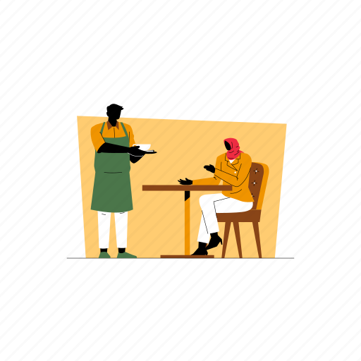 Coffee, waiter, customer, shop, store, service, restaurant illustration - Download on Iconfinder