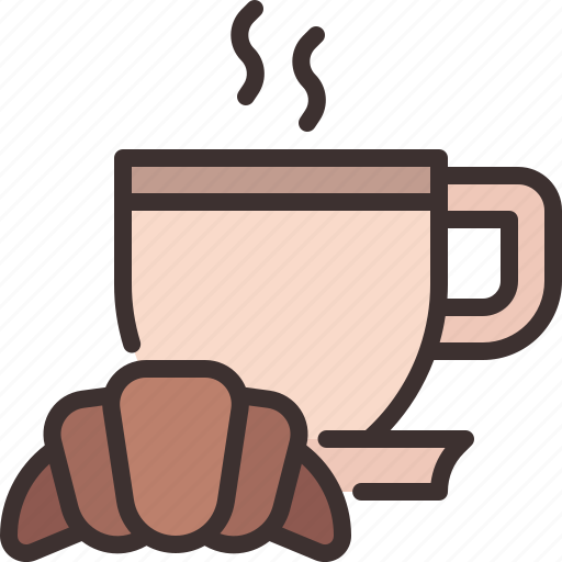 Breakfast, croissant, coffee, cup, hot, drink, mug icon - Download on Iconfinder