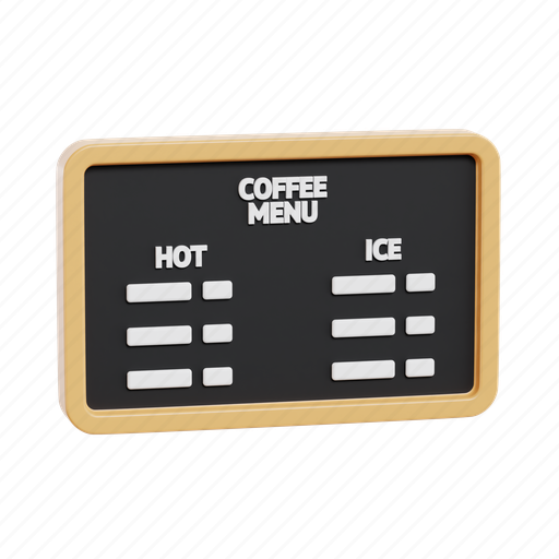 Coffee menu board, cafe, sign, coffee, beverage 3D illustration - Download on Iconfinder