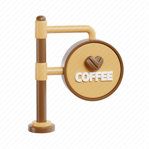 Coffee signboard, signboard, sign, navigation, coffee shop, hanging board, direction board 3D illustration - Download on Iconfinder