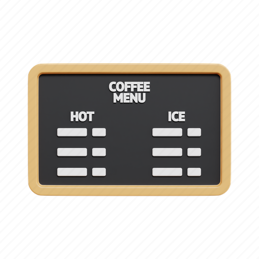 Coffee menu board, cafe, sign, coffee, beverage 3D illustration - Download on Iconfinder