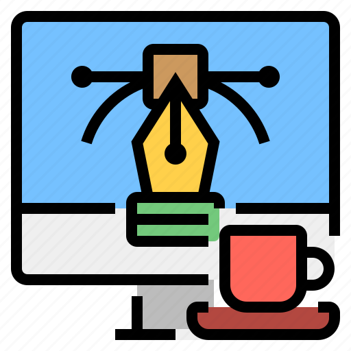Business, coffee, computer, cup, path, shop, vector icon - Download on Iconfinder