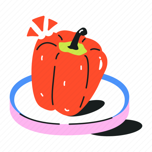 Sweet pepper, red capsicum, red paprika, bell pepper, healthy food icon - Download on Iconfinder