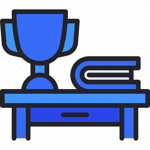 Desk, book, trophy, workplace, table icon - Download on Iconfinder