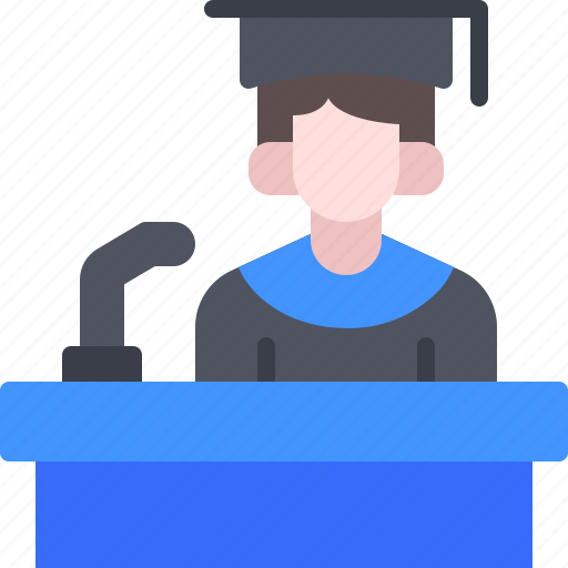 College, graduation, speech, student, man icon - Download on Iconfinder