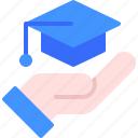 hand, hat, graduate, graduation, diploma 