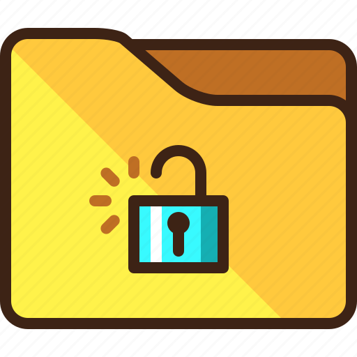 Folder, open, padlock, unlocked icon - Download on Iconfinder