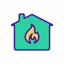 combustible, contour, fire, house, material, web