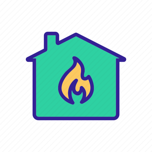 Combustible, contour, fire, house, material, web icon - Download on Iconfinder
