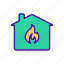 combustible, contour, fire, house, material, web 