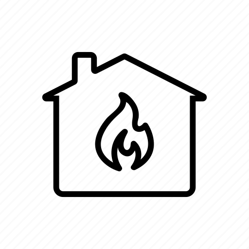 Combustible, contour, fire, house, material, web icon - Download on Iconfinder